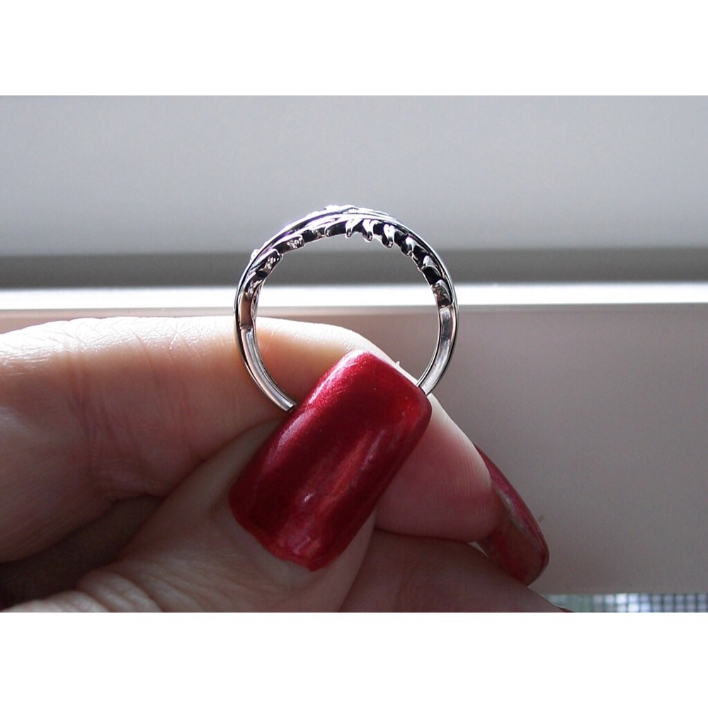 925 STERLING SILVER Peacock Feather Ring - Picture 8 of 16